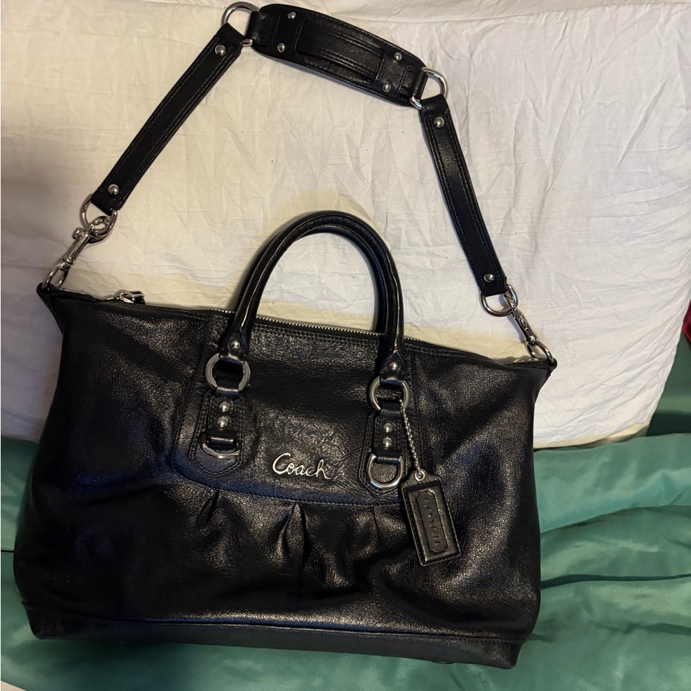 Coach Black Leather Satchel Bag - Picture 3 of 5